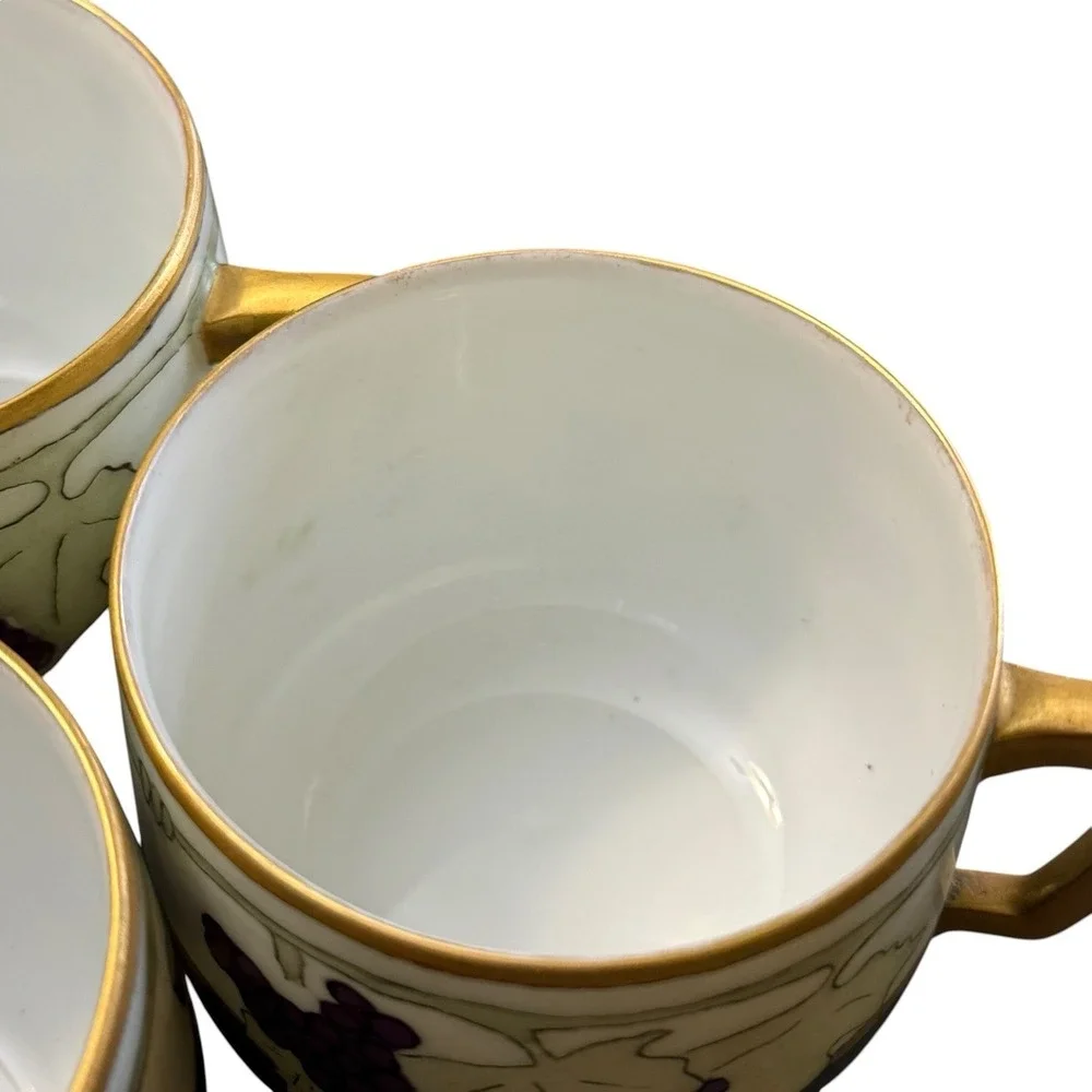 Vintage Vienna Austria Hand Painted Grapes Lemonade Set Pitcher 5 Cups Gold Trim